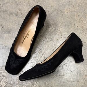 Salvatore Ferragamo Black Suede Heels